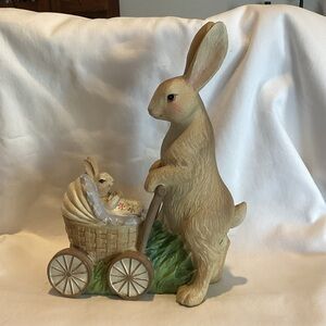 Vintage Inspired Bunny and Baby Carriage Tabletop Decor